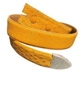 Vintage Ferrini Vero Struzzo Italia Ostrich Leather Belt Silver Tone Tip Size 32